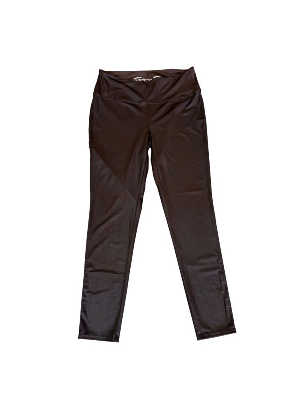 Saven 7 Womens Brown Faux Leather Skinny Leggings Stretch High Waist Size L